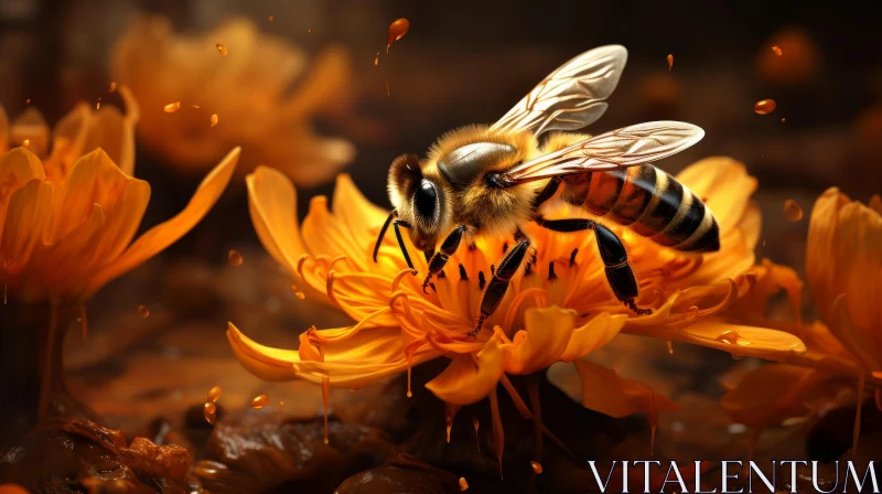 Breathtaking depiction of Bees and Orange Flowers - An Inspirational Artwork AI Image