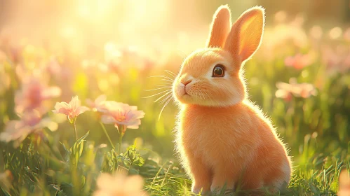 Charming Rabbit Among Flowers