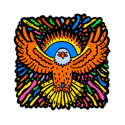 Cartoon Bald Eagle Ready for Flight - Symbol of Strength POD Design