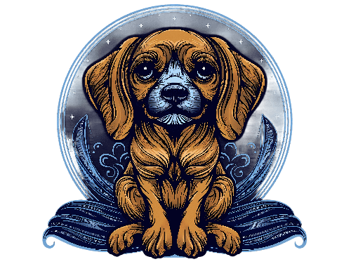 POD Design Cartoon Brown Dog with Moon Background T-Shirt Design