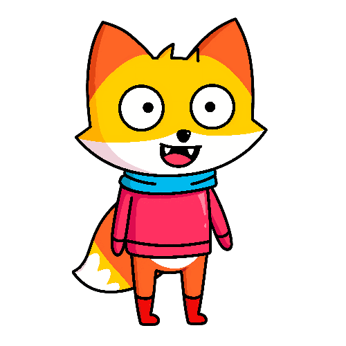 Charming Cartoon Fox in Colorful Apparel - Perfect for Merchandise POD Design