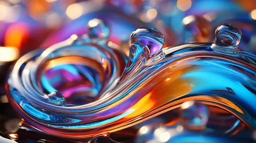 Colorful Abstract Liquid Art in Glass-like Material