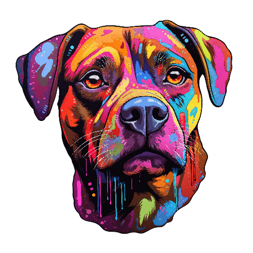 Colorful Dog Illustration with Transparent Background