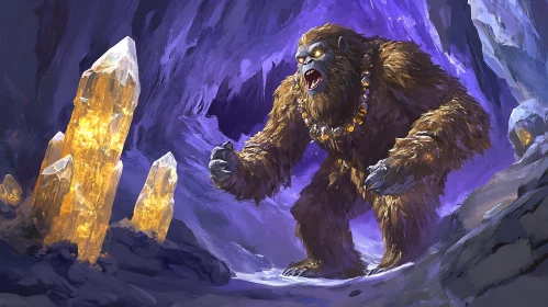 Furious Yeti Guarding Crystal Treasures