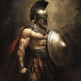 Spartan Warrior with Shield and Sword