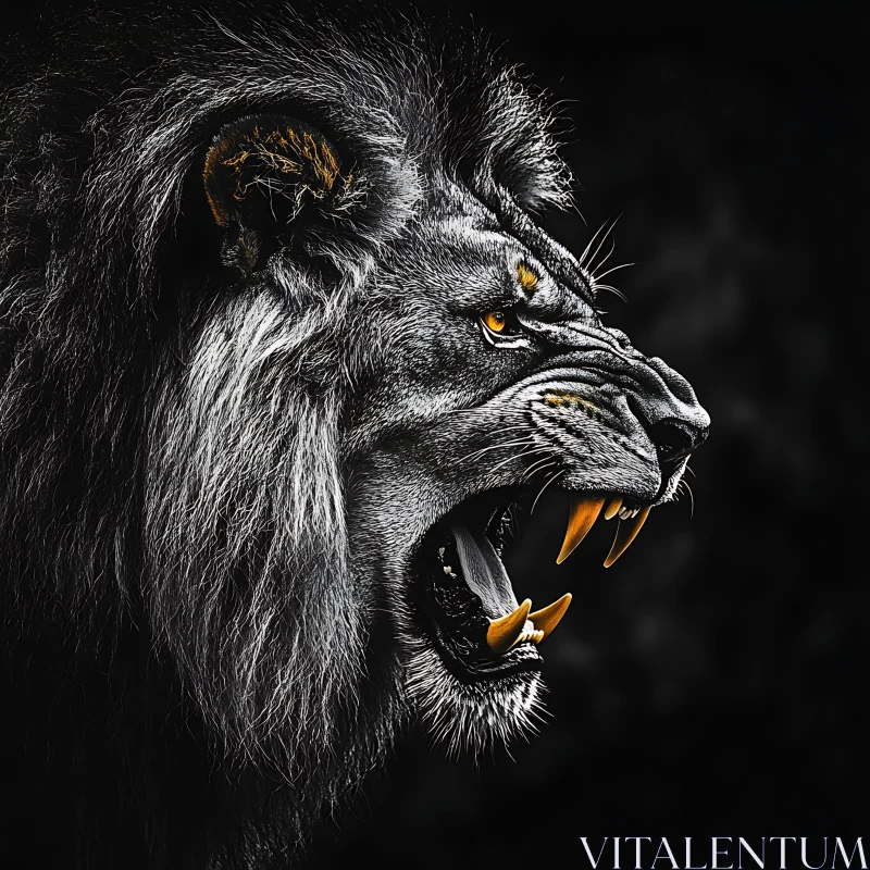 AI ART Roaring Lion Close-Up