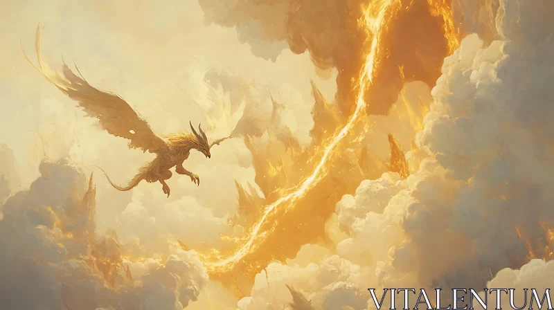 Fantasy Dragon in Flight Above the Clouds AI Image