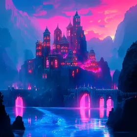 Fantasy Castle at Sunset