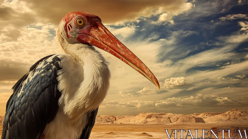 Stork in the Desert AI Image