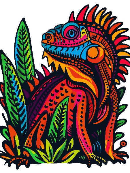 Colorful Iguana T-Shirt Design Illustration POD Design