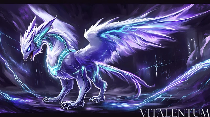 AI ART Luminous Dragon in Electric Storm