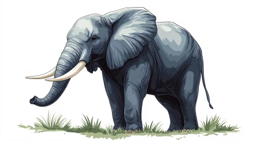 Elephant in Grassy Field Art