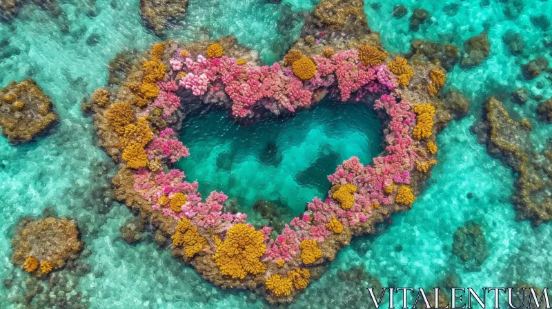 Heart-shaped Coral in Vibrant Colors: A Captivating Snapshot of the Great Barrier Reef AI Image