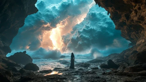 Mysterious Stormy Night on the Sea