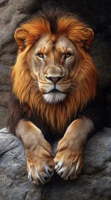 Regal Lion with Golden Mane