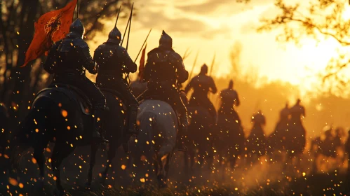 Golden Hour Cavalry: A Warrior's Sunset