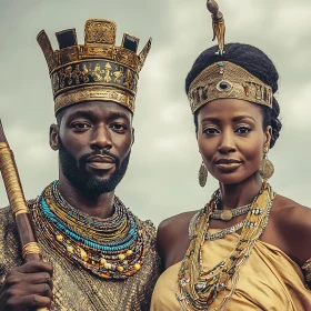 African King and Queen in Golden Attire