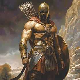 Illustration of a Warrior in Golden Armor