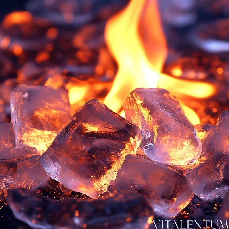 Ice Cubes and Fiery Flames AI Image