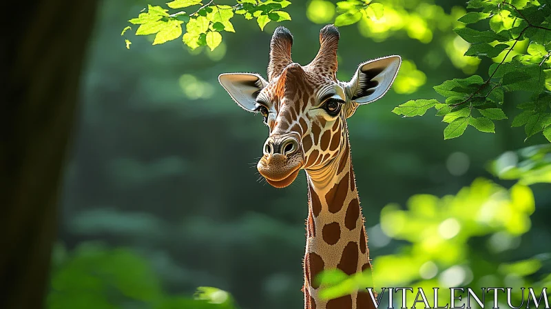 Elegant Giraffe Among Greenery AI Image