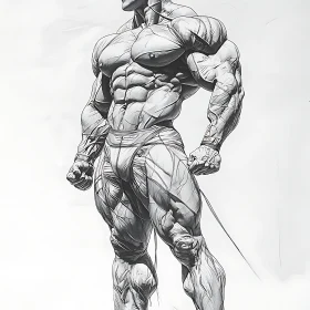 Detailed Anatomy Sketch of a Bodybuilder