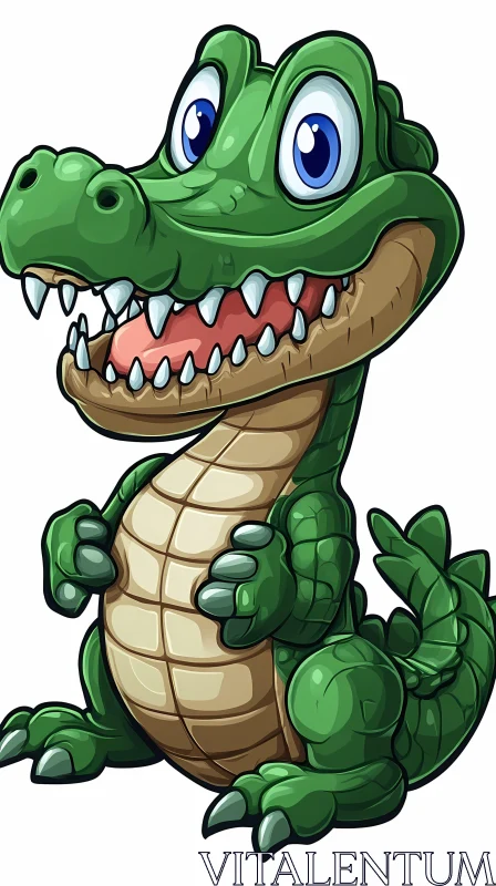 Friendly Crocodile Character Art AI Image