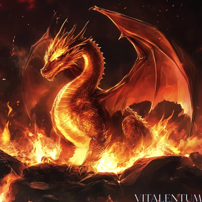 AI ART Dragon in Flames