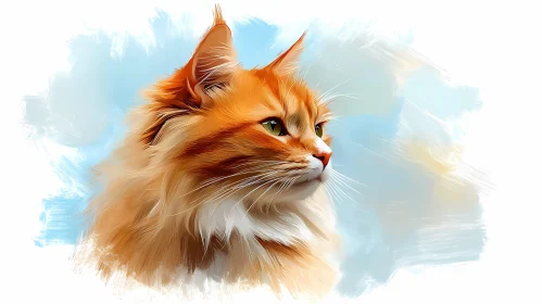 Digital Cat Portrait in Soft Colors