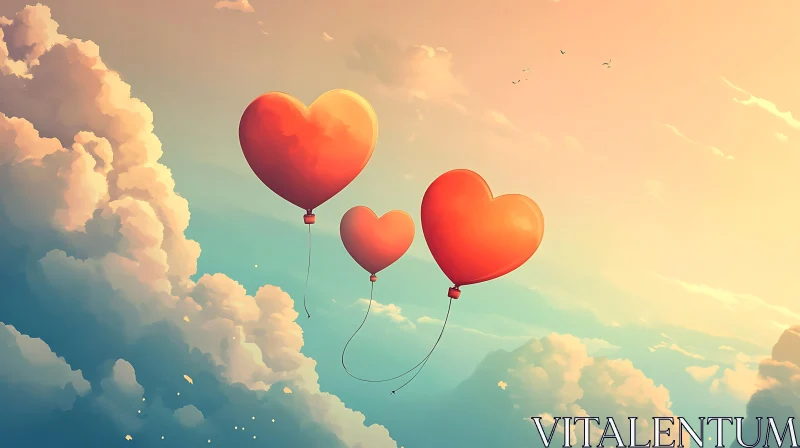 AI ART Love is in the Air: Heart Balloons