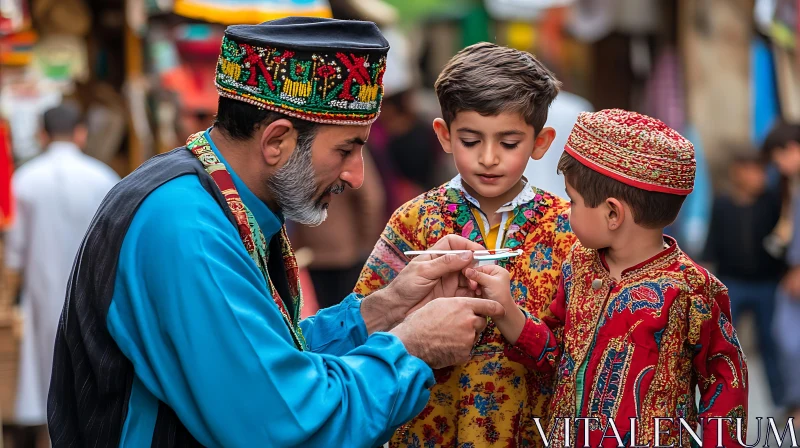 Children in Traditional Clothing AI Image