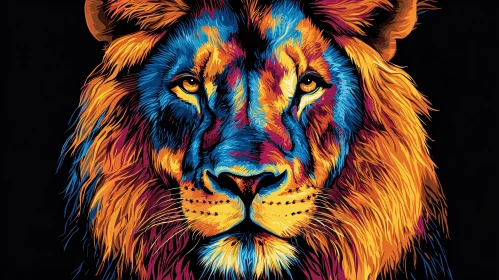 Colorful Abstract Lion Portrait