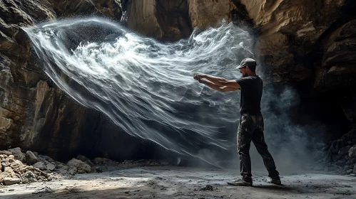 Enchanting Cave Scene with Dust Magic