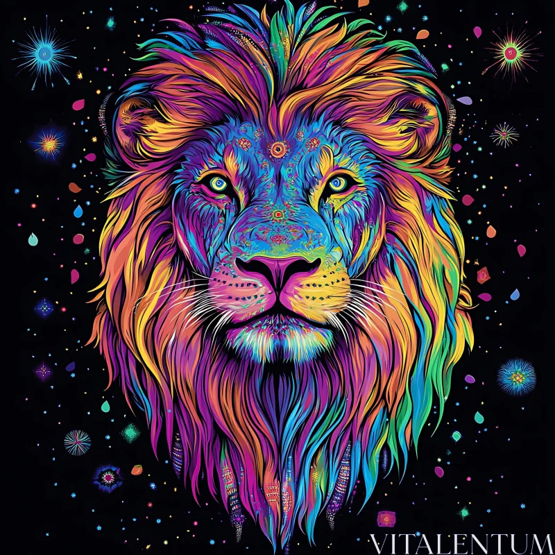 AI ART Rainbow Lion Art