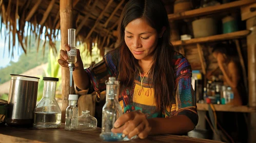 Woman Scientist Mixing Liquids