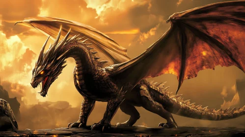 Dragon in Golden Sunset
