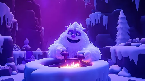 Snowy Yeti Cartoon Illustration