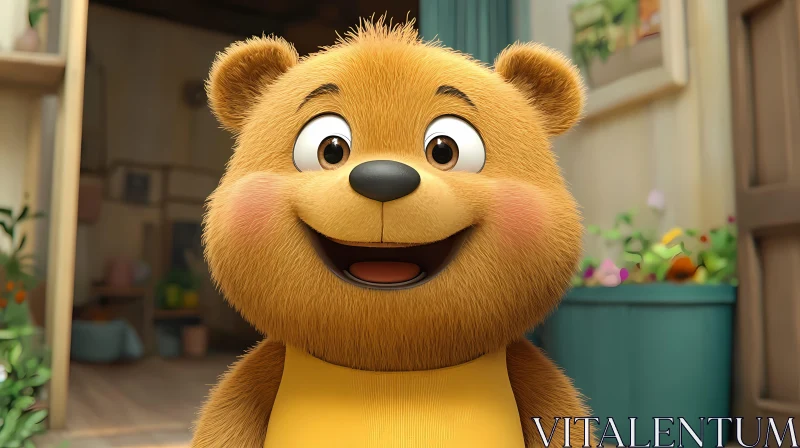 Cheerful Cartoon Bear Character AI Image