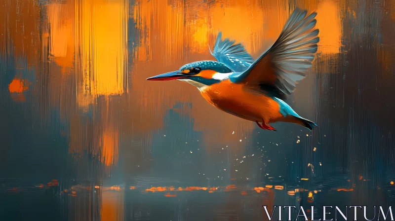 Kingfisher Flying Art AI Image