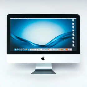 Apple Desktop with Stylish Blue Wallpaper