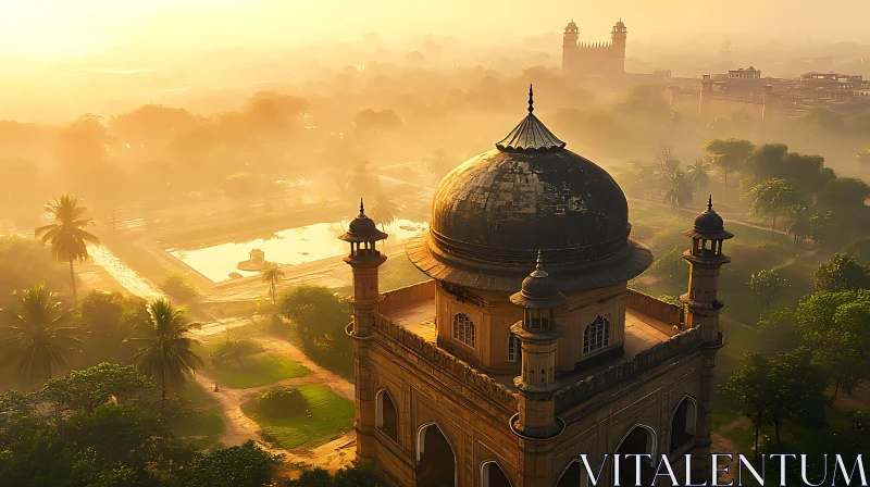 AI ART Mausoleum in Golden Light