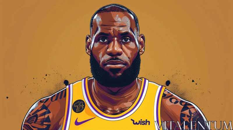 AI ART Illustration of LeBron James in Basketball Attire