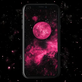 Cosmic Pink Galaxy on Mobile Screen