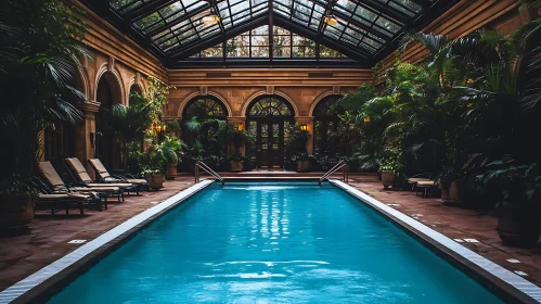 Elegant Indoor Pool with Glass Roof