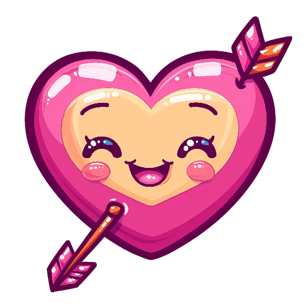 Happy Heart Cartoon with Arrow