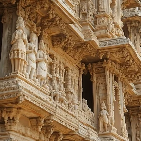 Intricate Stone Carvings on Temple Exterior