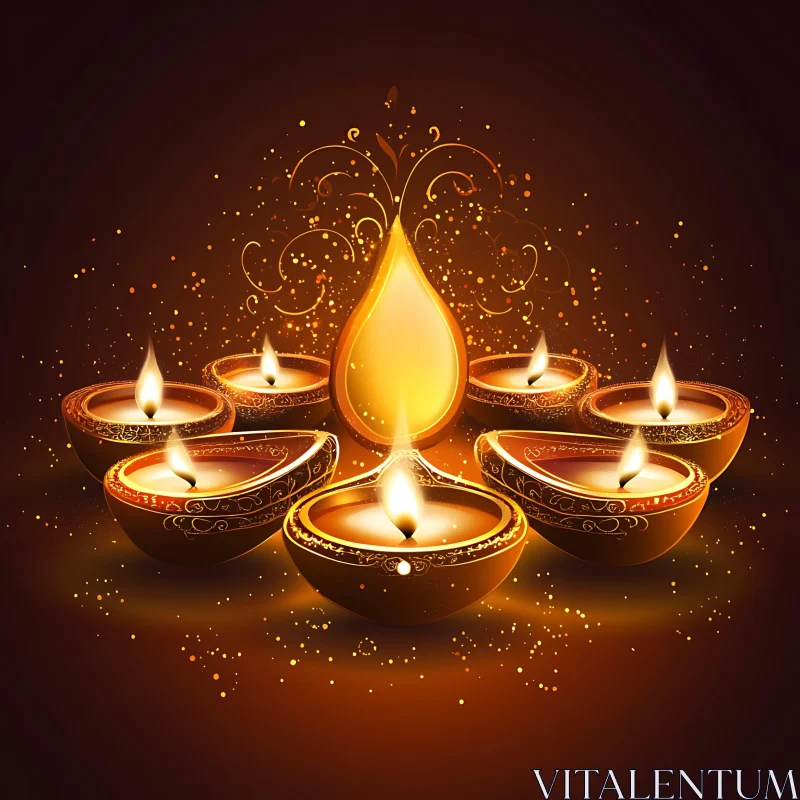 Festival of Lights: Diwali Candle Glow AI Image