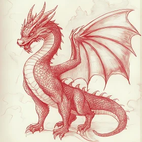 Red Ink Dragon Illustration