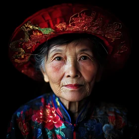 Elderly Woman in Traditional Attire