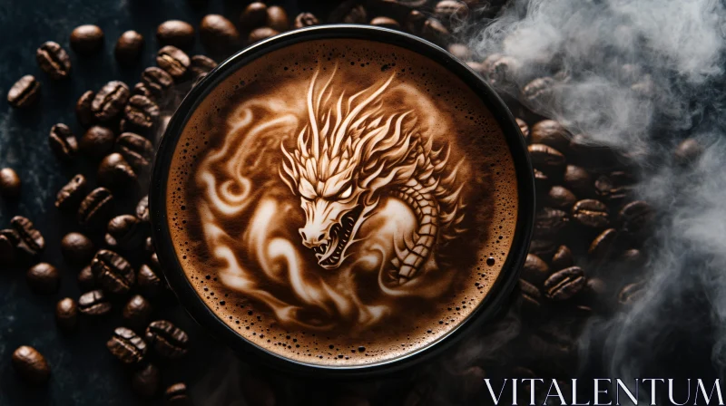 AI ART Coffee Cup with Dragon Latte Design