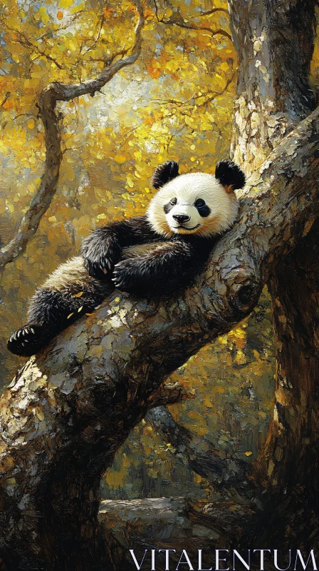 AI ART Peaceful Panda in Autumn Forest